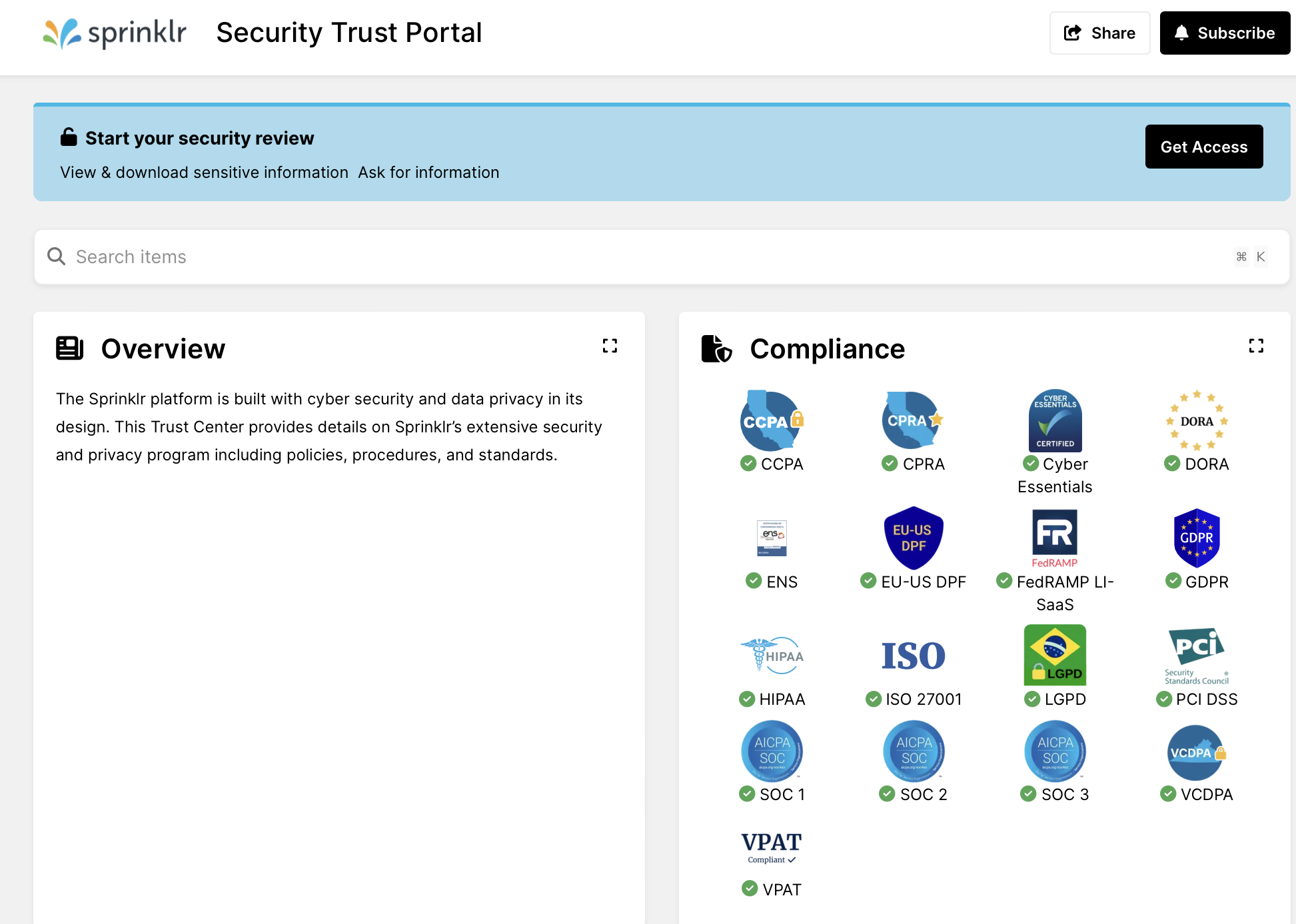 Sprinklr Trust Portal