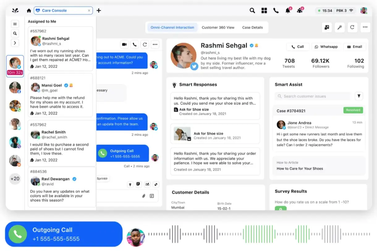 Unified agent console powered by Sprinklr Service