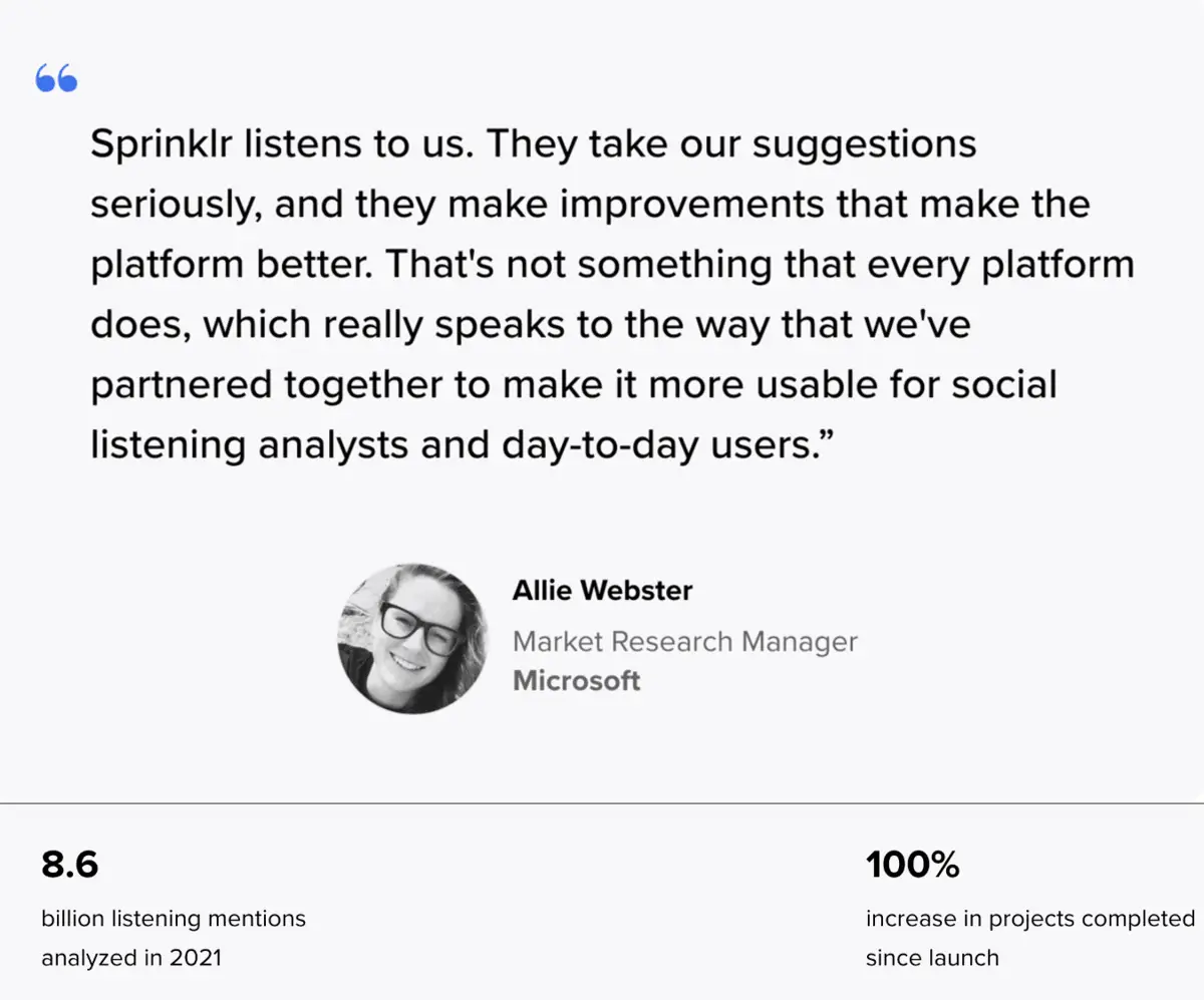 Microsoft story on how they utilize Sprinklr Listening solution 