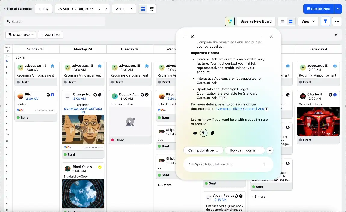 Sprinklr's community management functionality