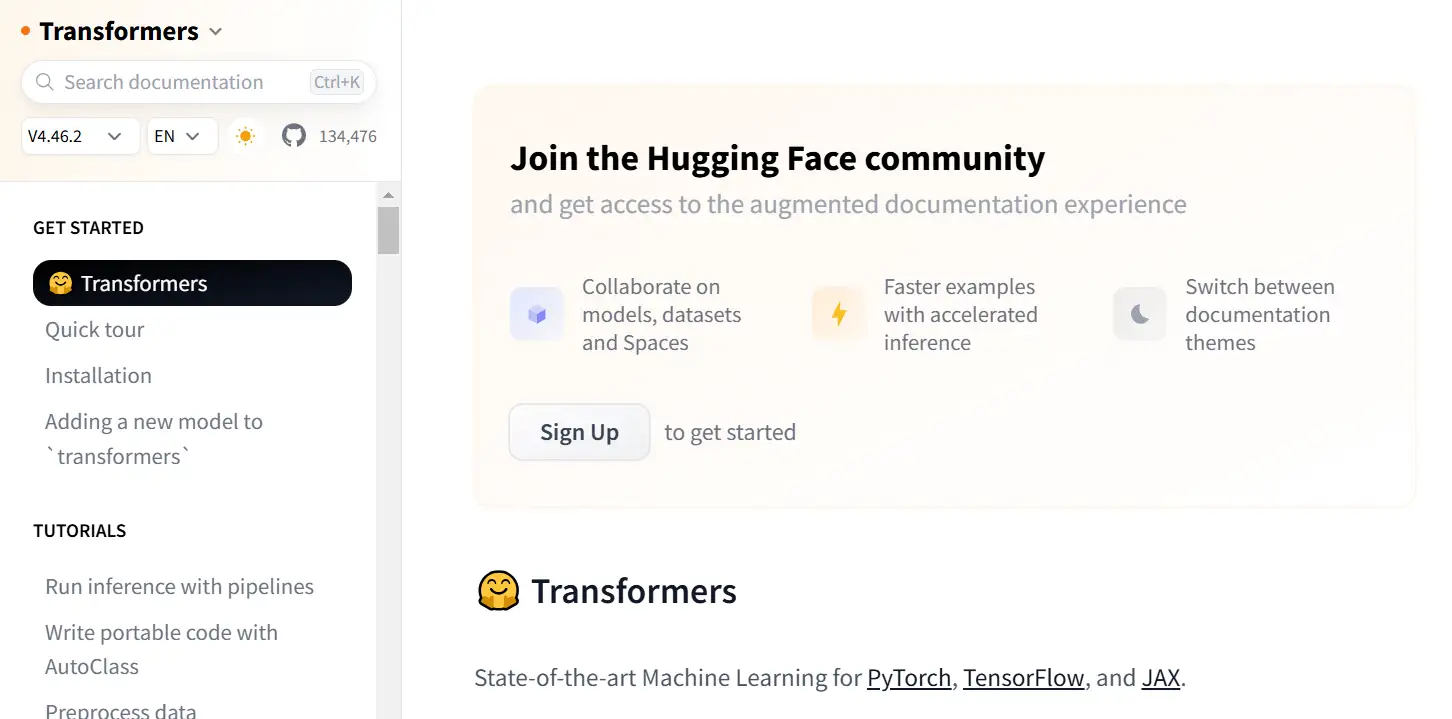 Hugging Face Transformers offers pre-trained models for NLP tasks like text generation, sentiment analysis and chatbot development.  