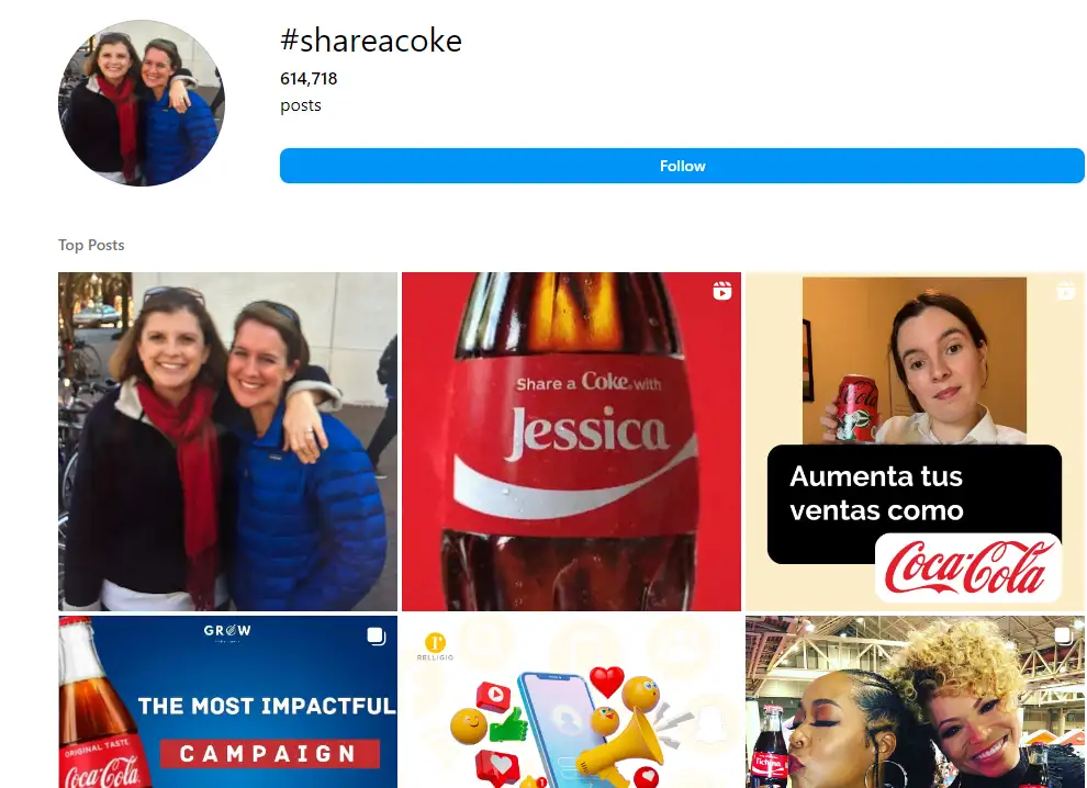 The number of share-a-coke hashtags used on Instagram