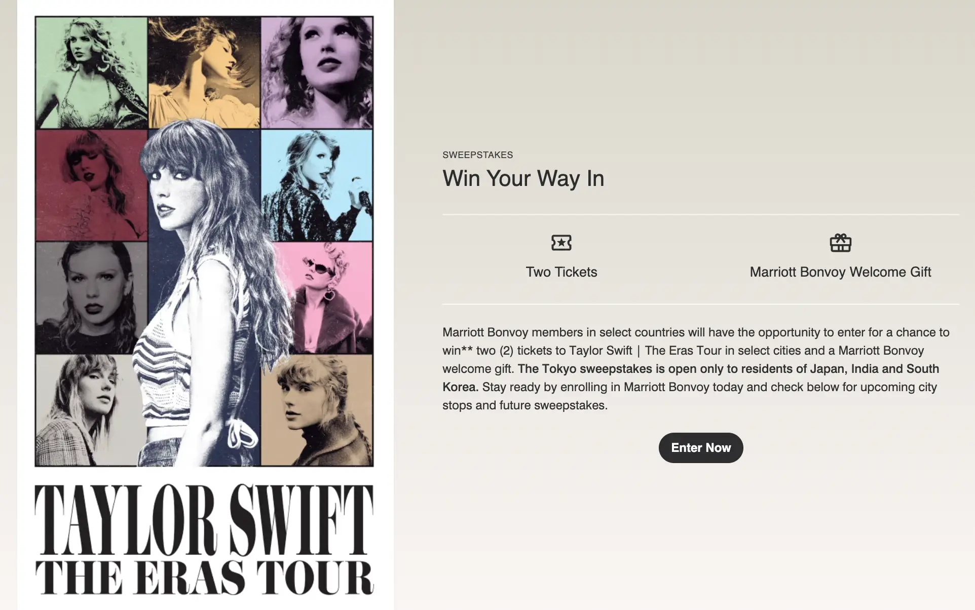 Marriott offers free tickets for winners to show customer appreciation