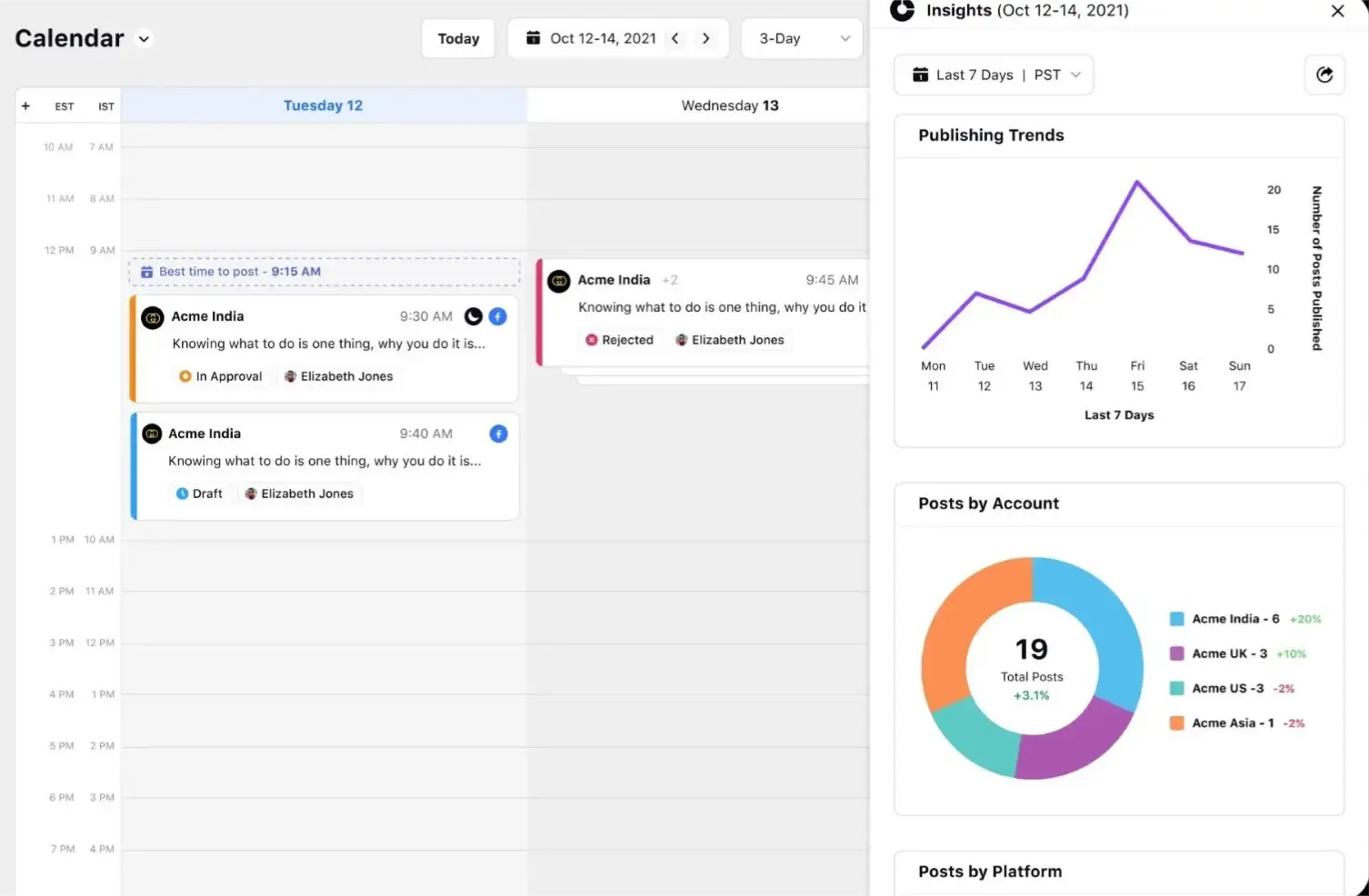 Sprinklr's social media management dashboard