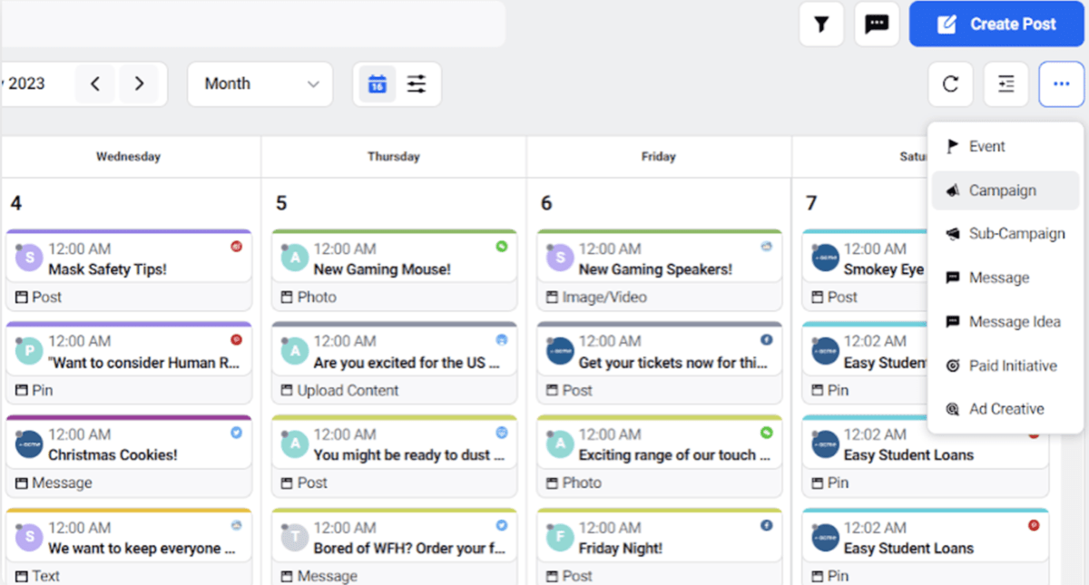 Sprinklr-s Calendar allows to bucket your content