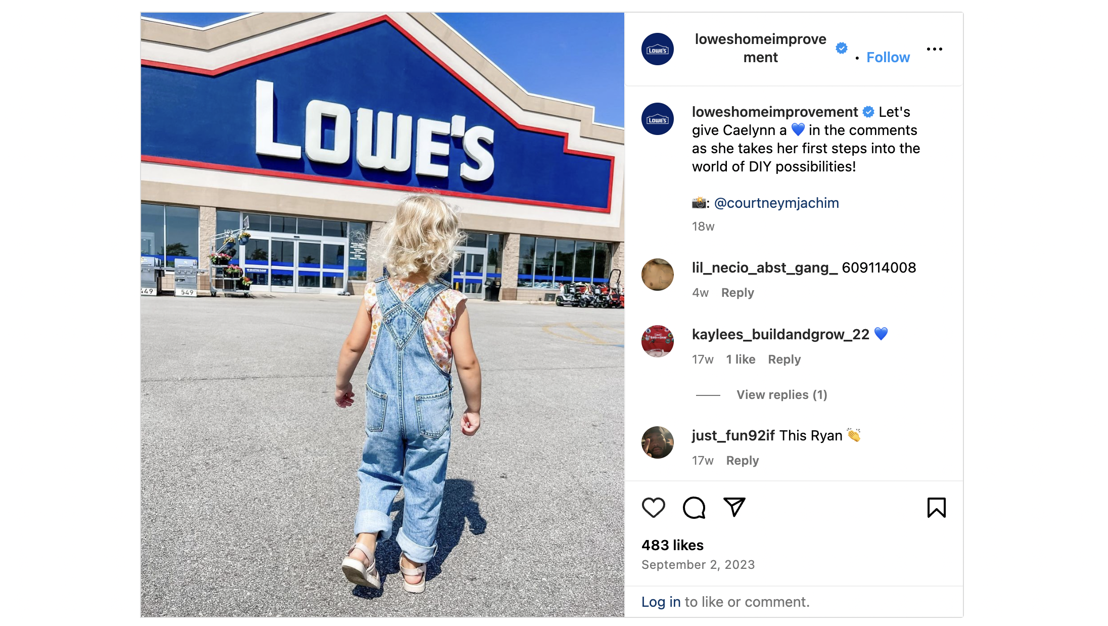 Lowe's appreciates customers in an Instagram post