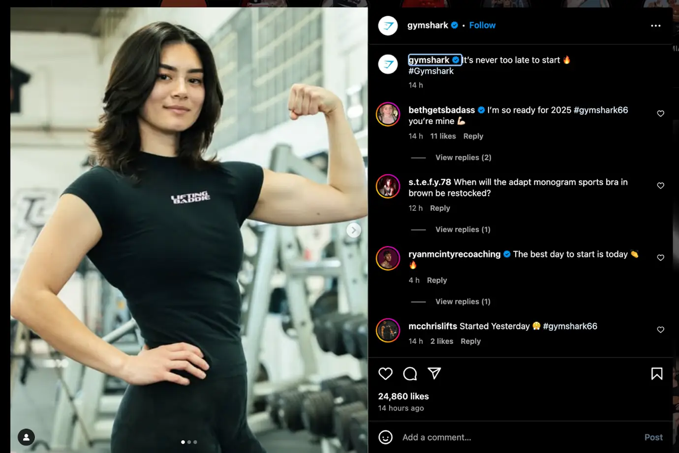 Gymshark’s partnership with a fitness influencer. 