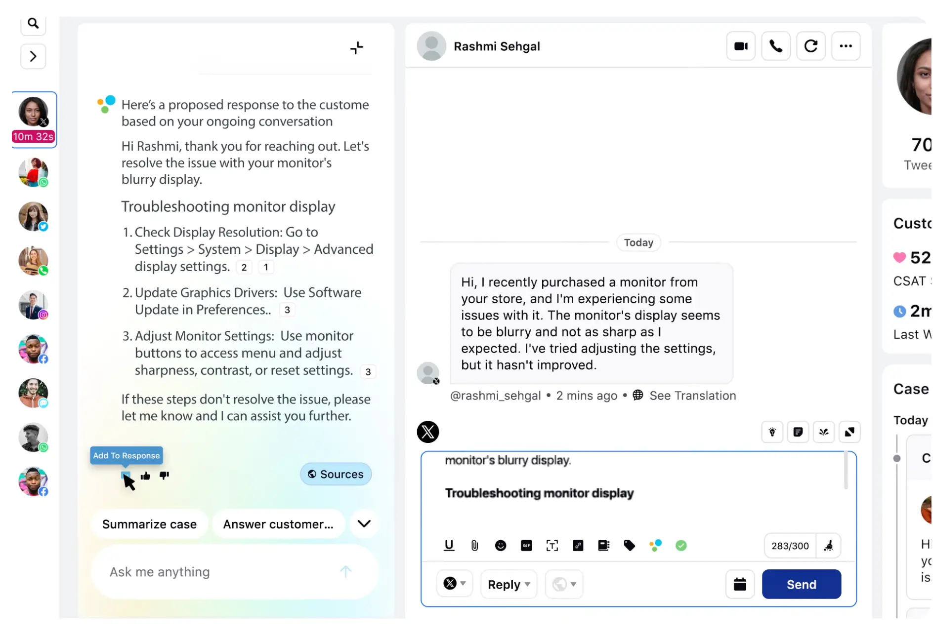 AI-powered smart responses with Sprinklr Agent Copilot