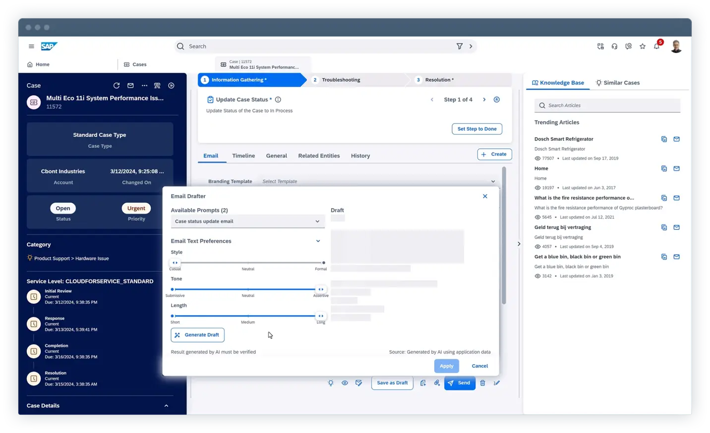 SAP Service Cloud interface