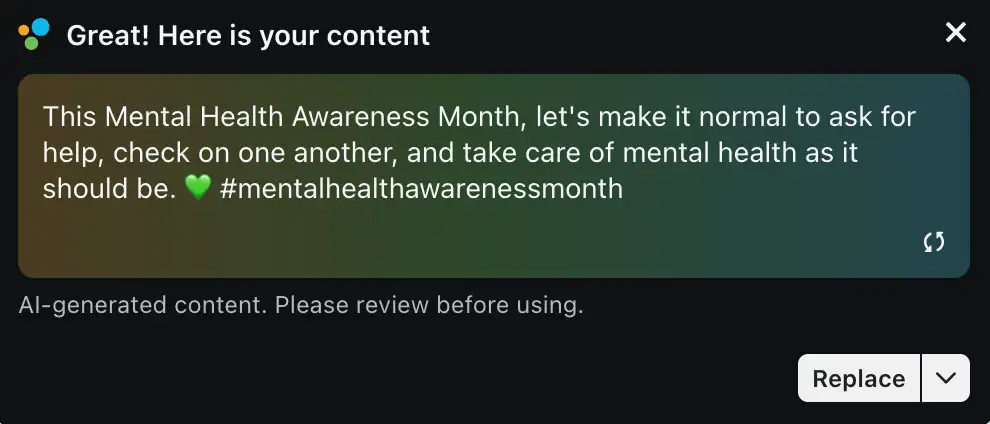 Sprinklr AI+ for content generation.