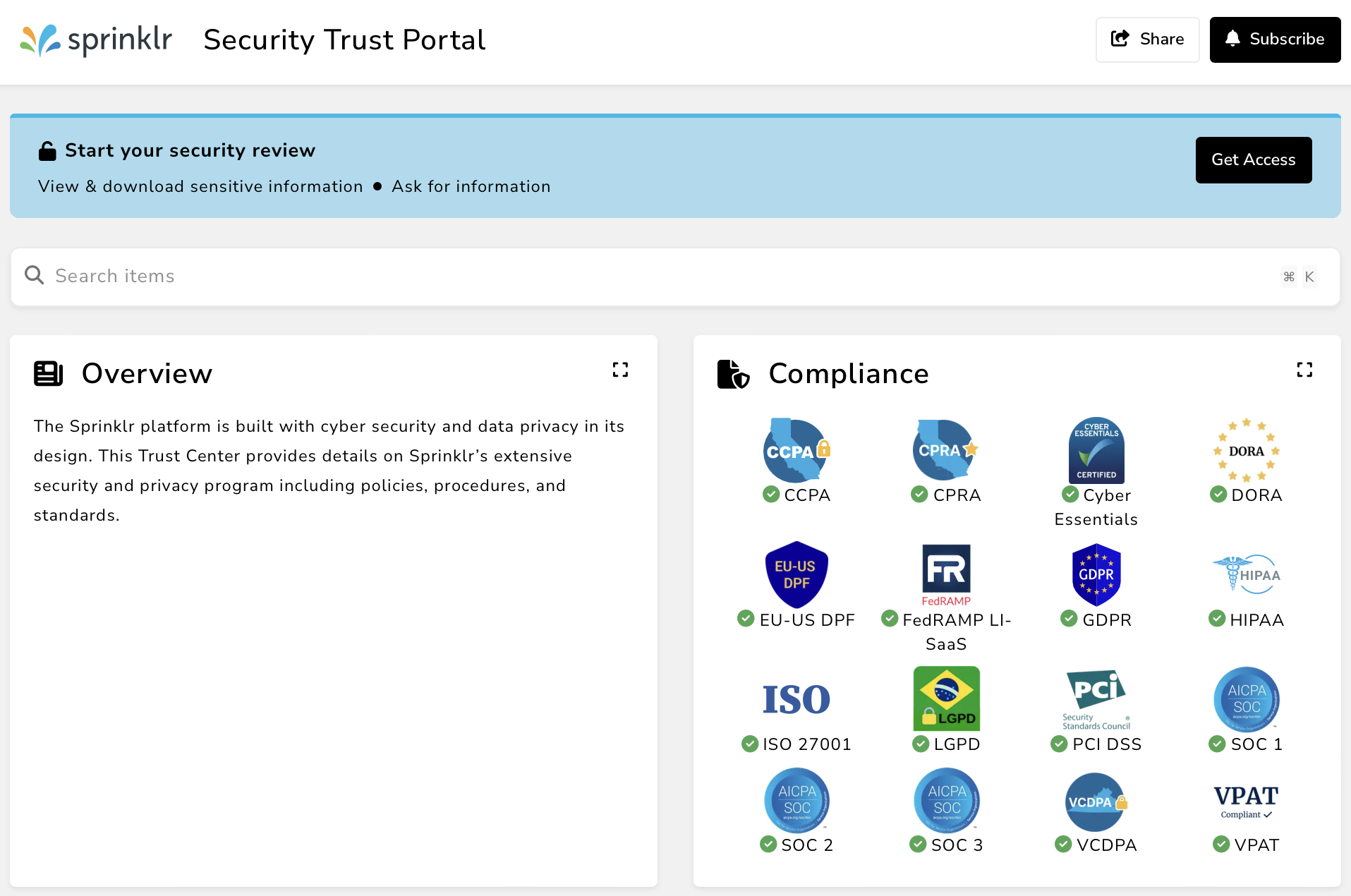 Sprinklr Trust Portal