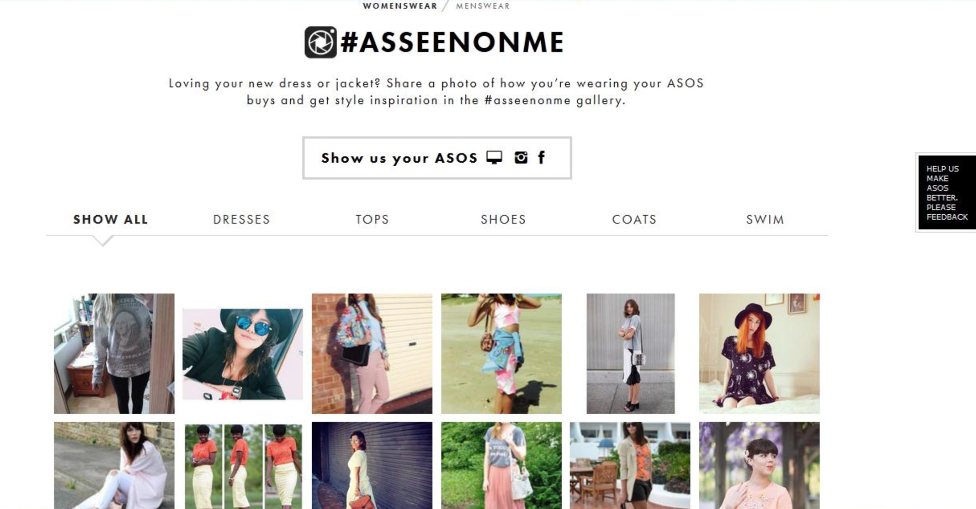 ASOS-s user-generated images appear on its homepage