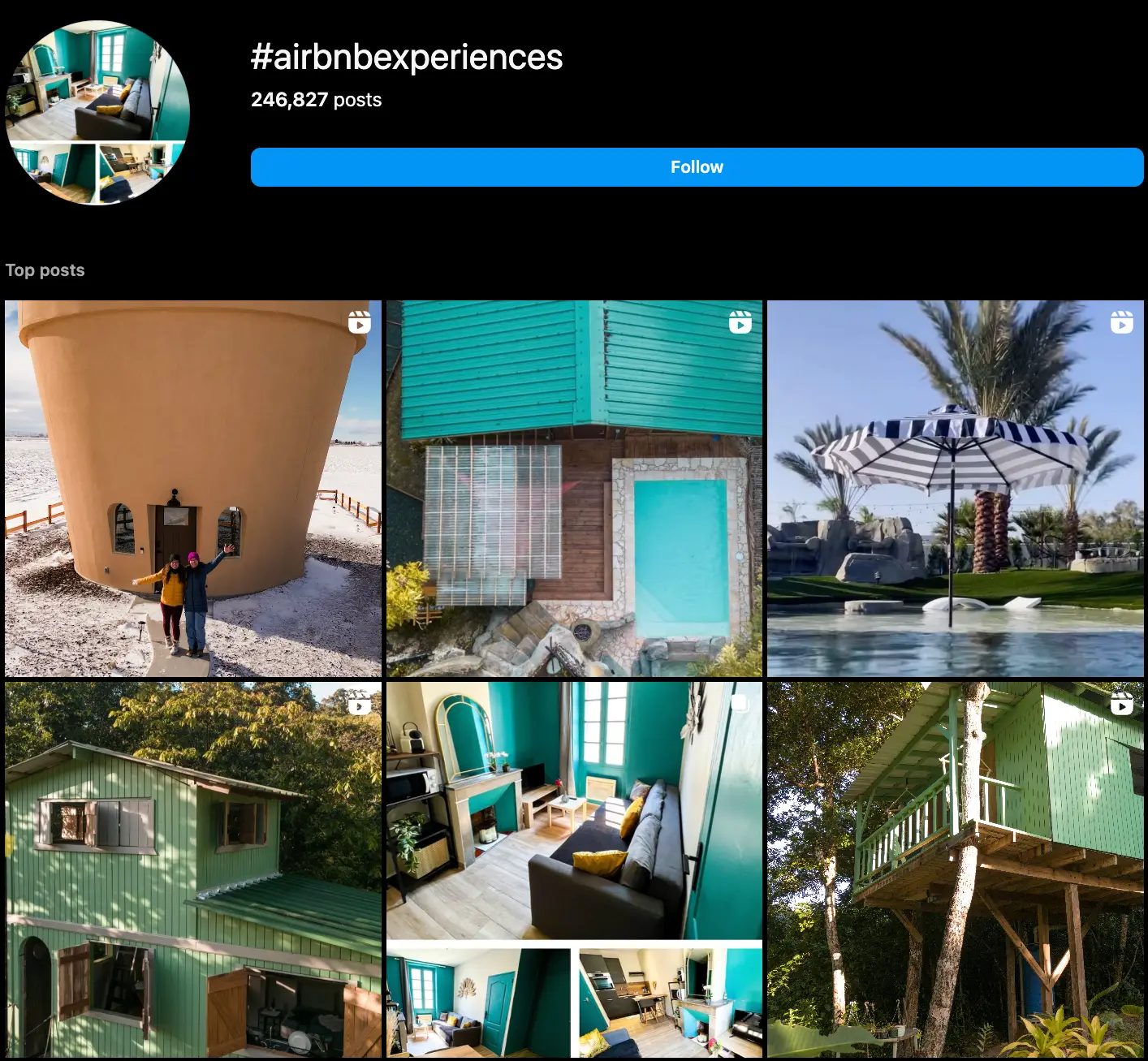 #AirbnbExperiences campaign on Instagram