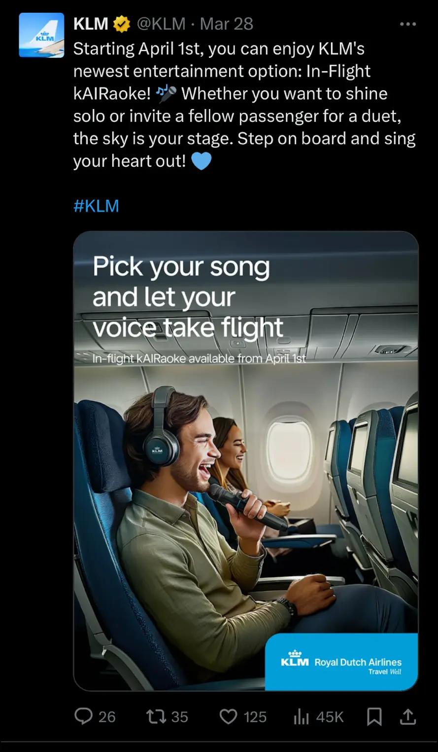 KLM's Twitter customer support feed shows real-time multilingual replies to travelers