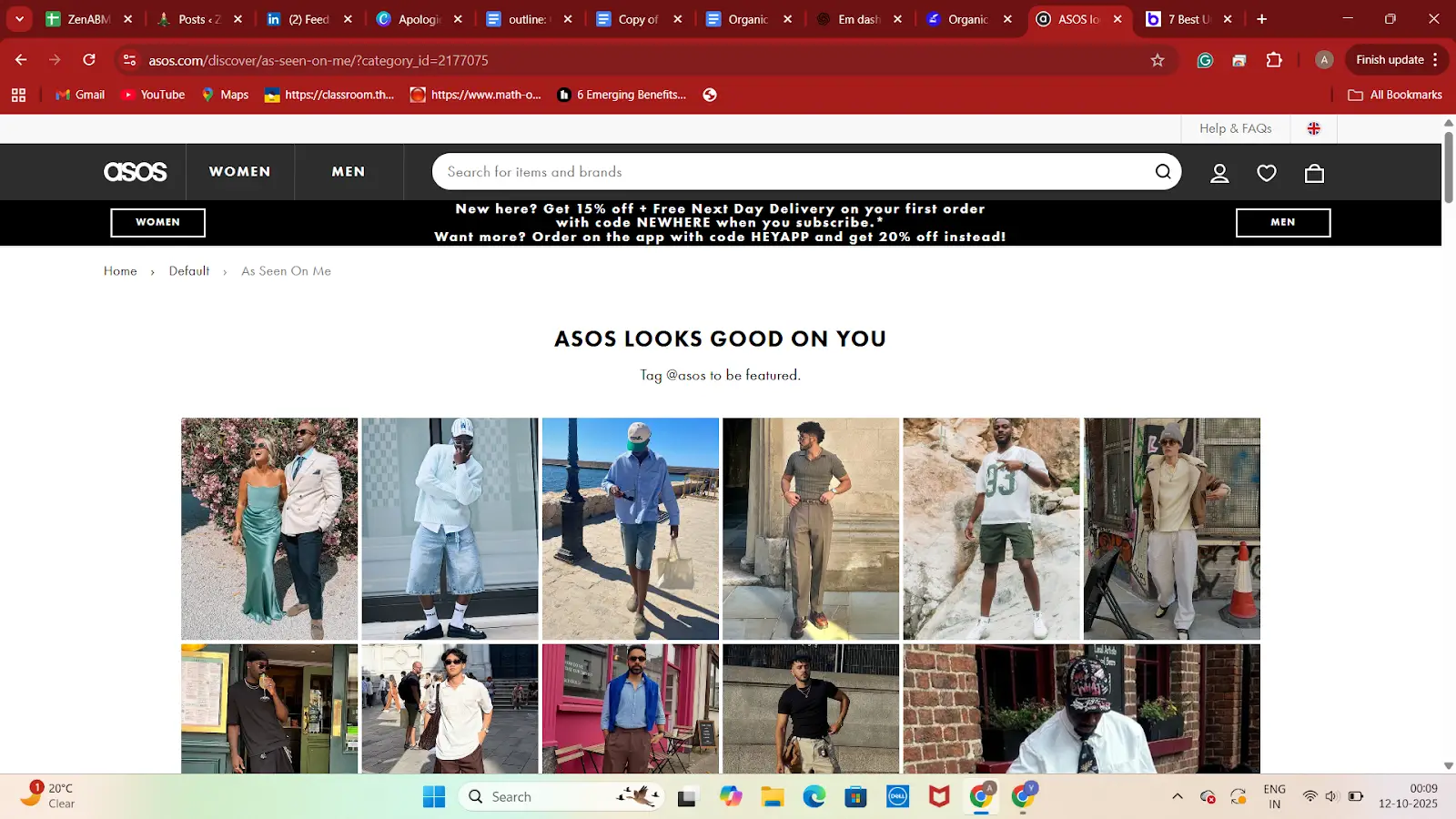 Homepage of ASOS