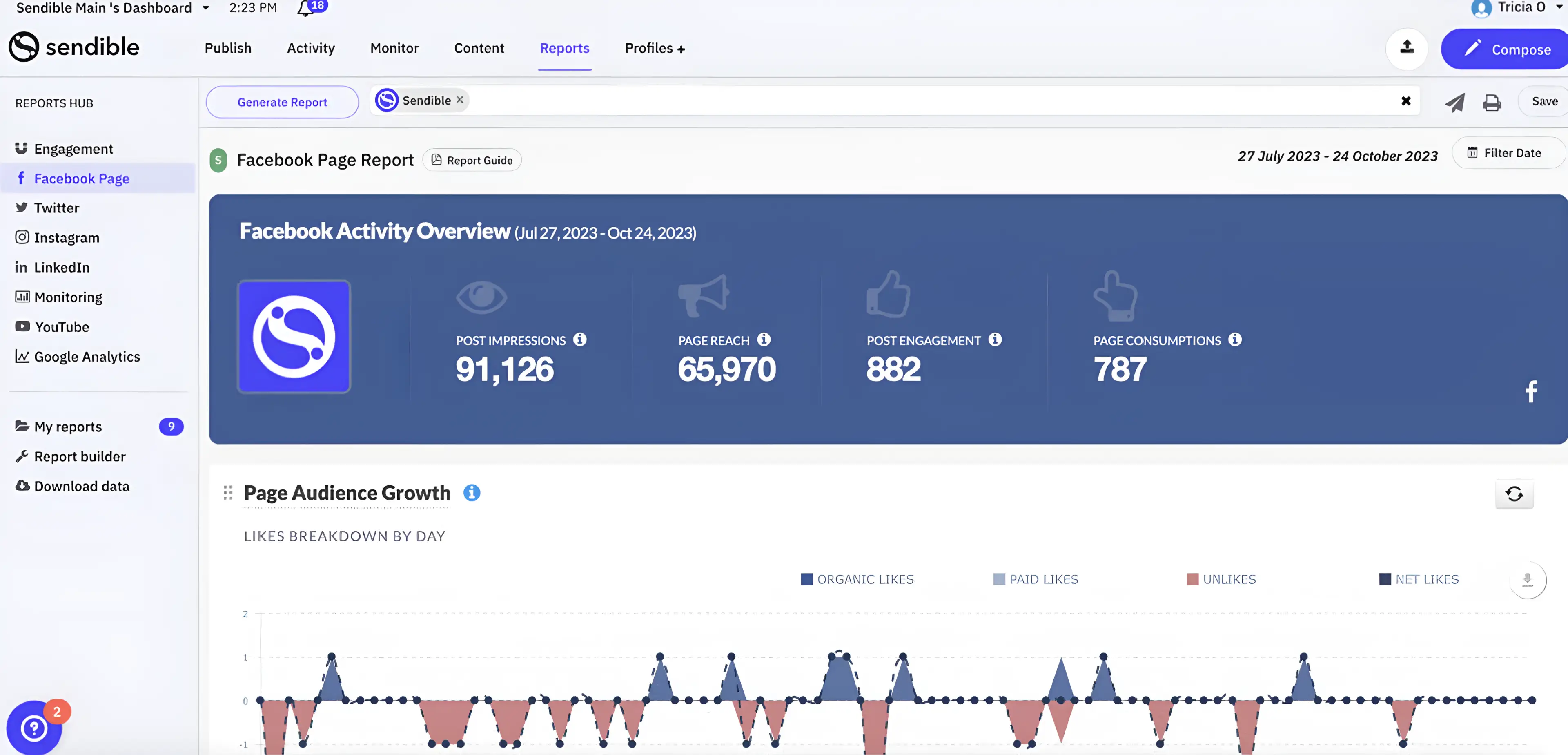 Sendible-s social media automated reports