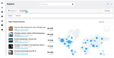 Sprinklr’s media monitoring and analytics platform shows the most viewed stories with distinct user engagement.  