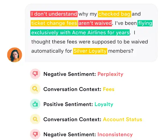 AI-powered sentiment analysis by Sprinklr Service for Chatbot analytics