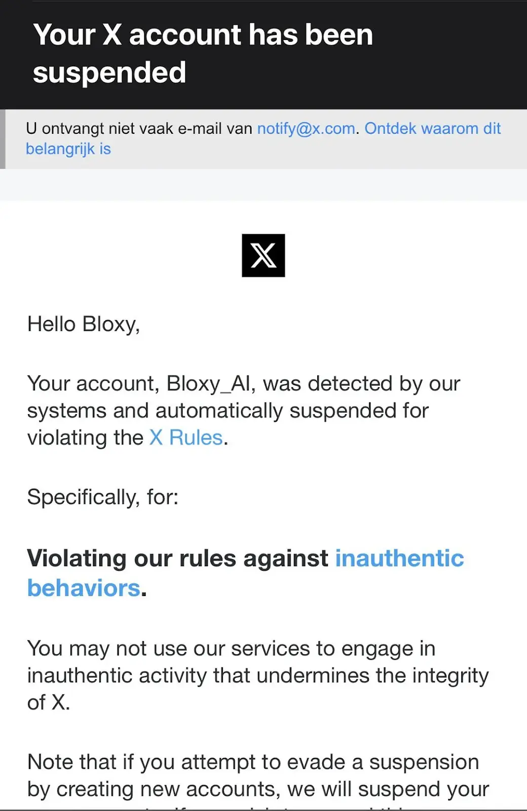 X’s content moderation system acts as a simple reflex AI agent, blocking posts with certain words