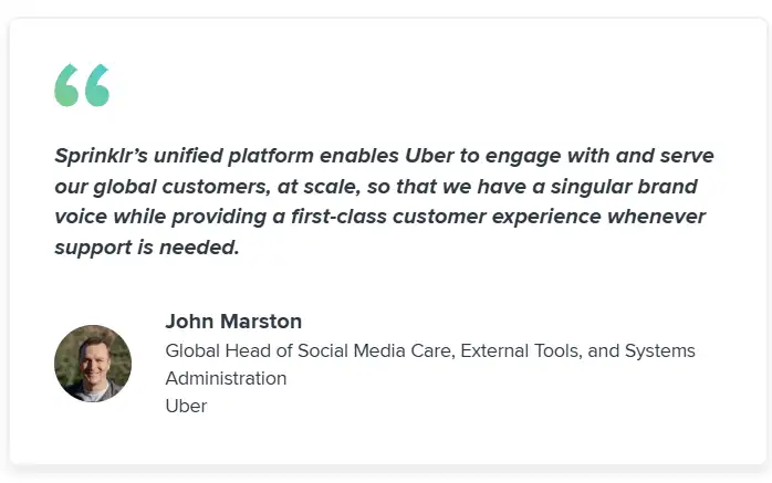 Feedback from the Uber team about Sprinklr. 