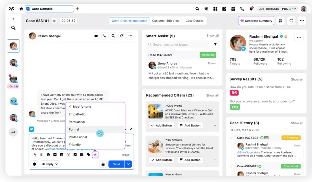 Sprinklr agent assist software powered by Sprinklr AI+