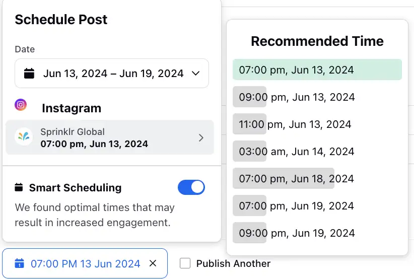 Sprinklr-s Smart Scheduler highlights the optimal times