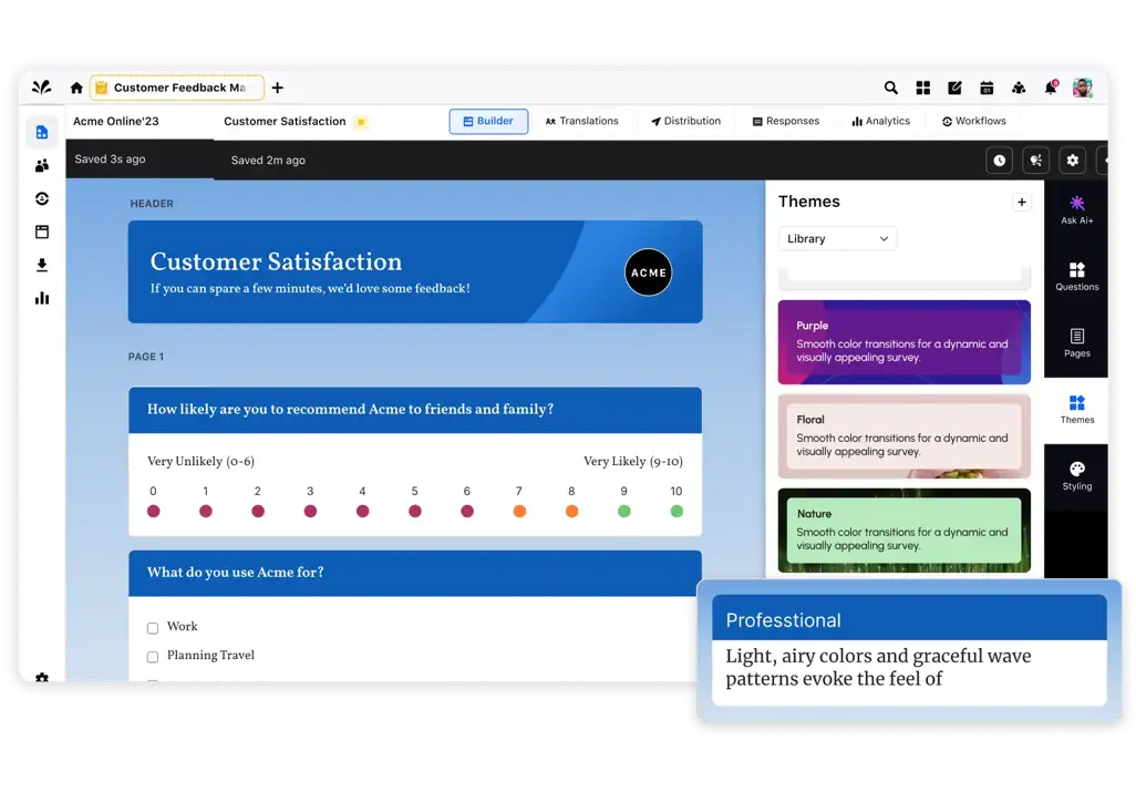 Easy customer survey design with Sprinklr Surveys