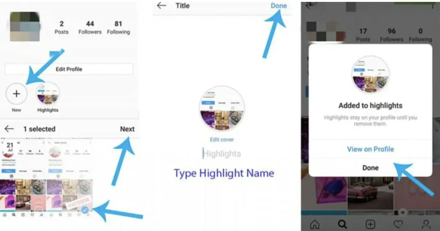 Adding New highlights to Instagram profile