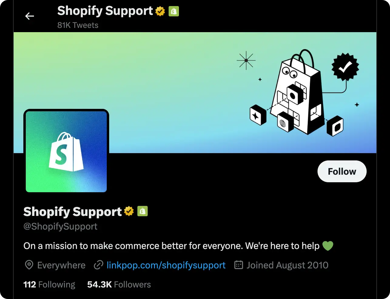 A screenshot of Shopify's Twitter account