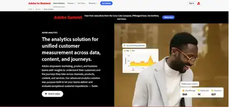 Adobe Analytics homepage.