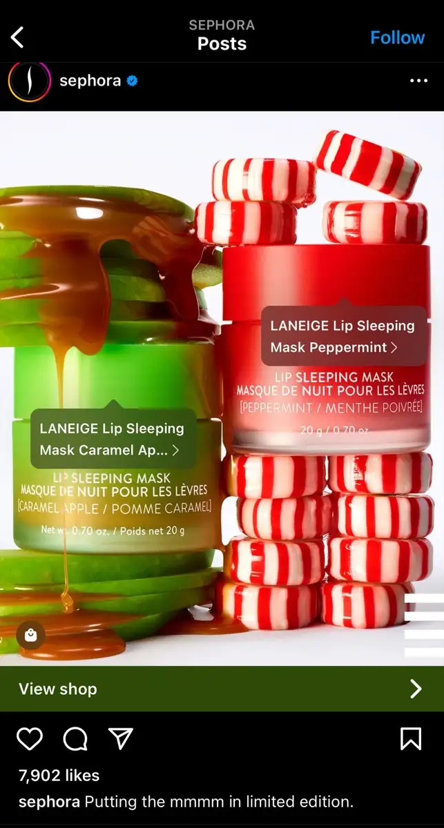 Product tag on Sephora-s Instagram post