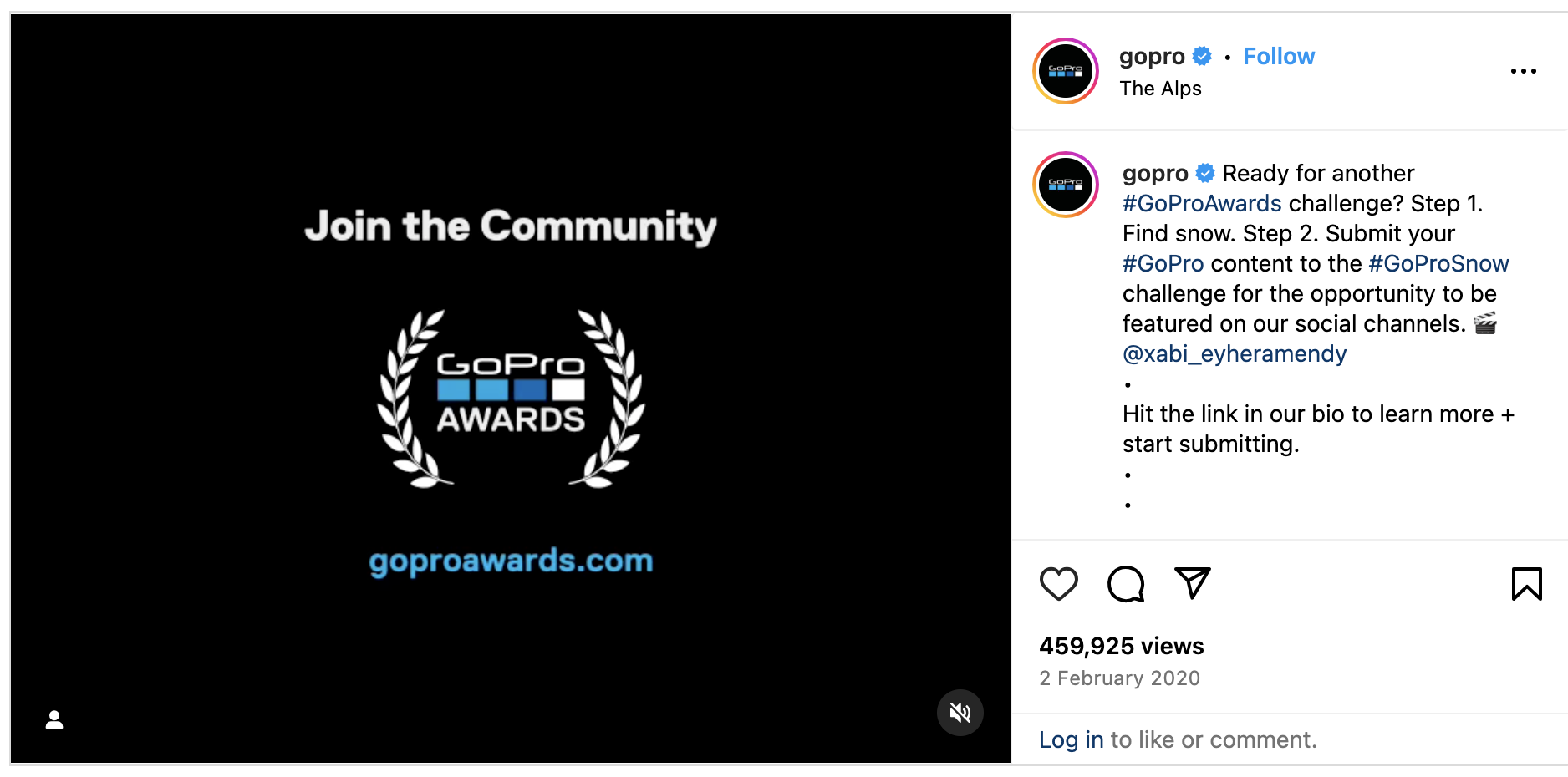 GoPro’s -GoProAwards challenge on Instagram