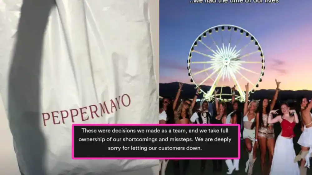 Peppermayo's public apology on social media, addressing customer complaints. 