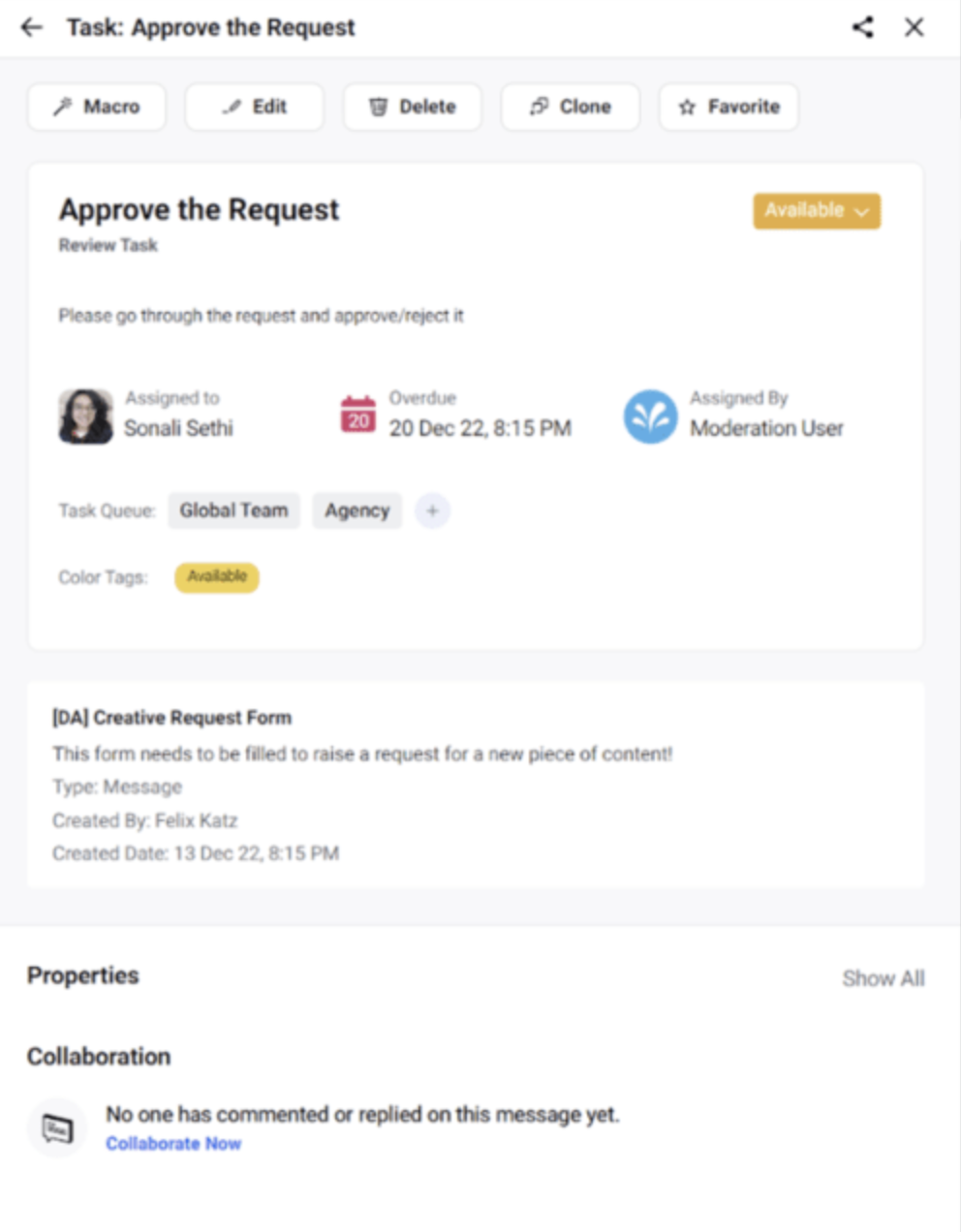 Sprinklr-s Content Calendar allows to assign tasks and leave notes for better collaboration