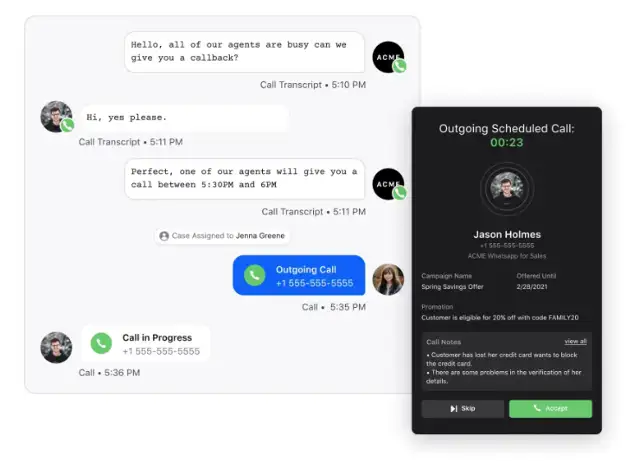 Automated callback feature with Sprinklr Service