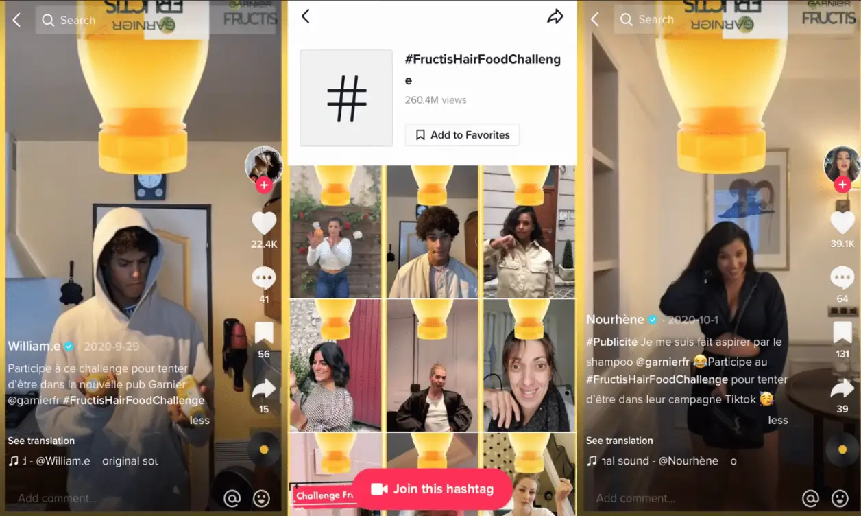 Garnier's #FructisHairFoodChallenge on TikTok.