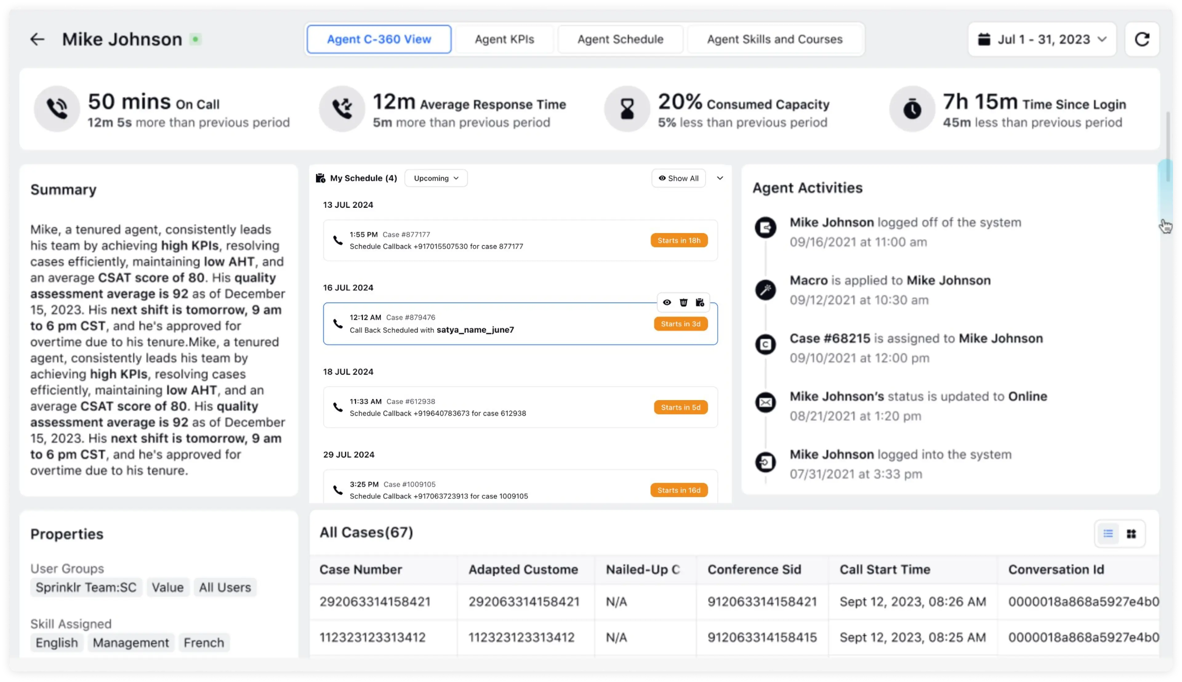 Unified agent insights