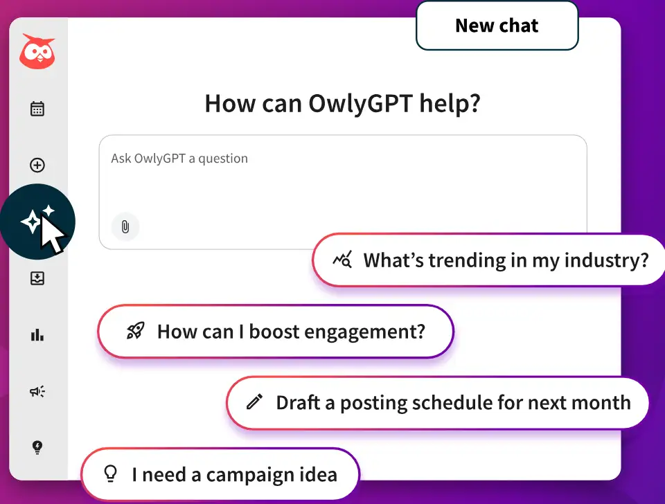 Hootsuite's OwlyGPT acting as AI assistant.