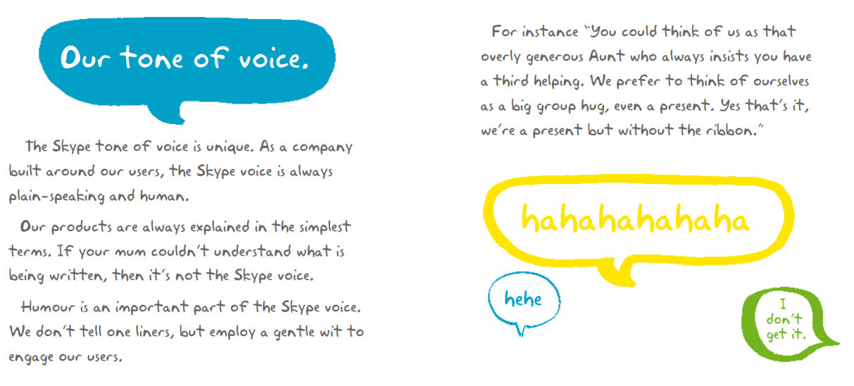 Skype's brand voice guide.