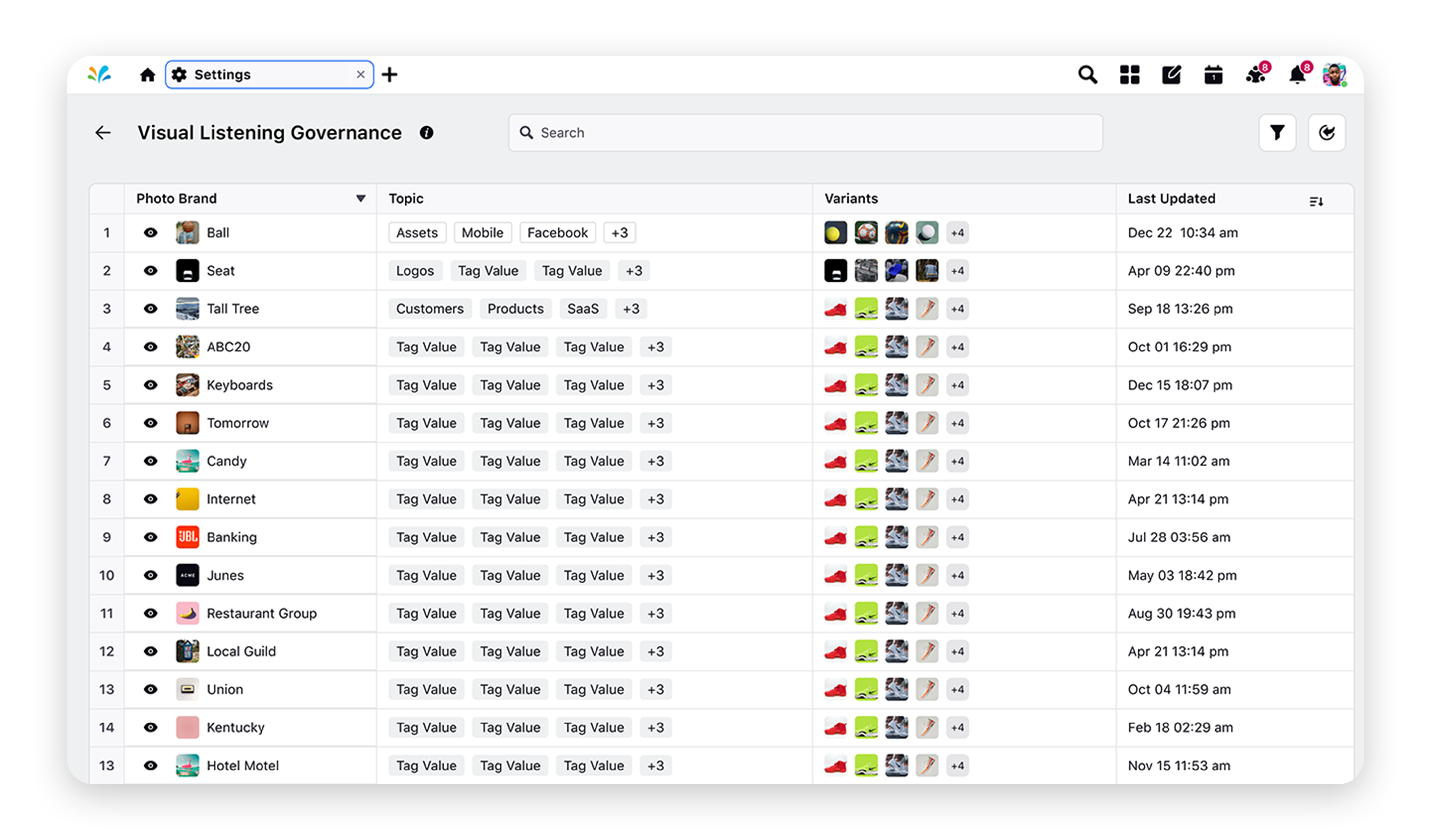 Improved experience for engaging with and viewing logos