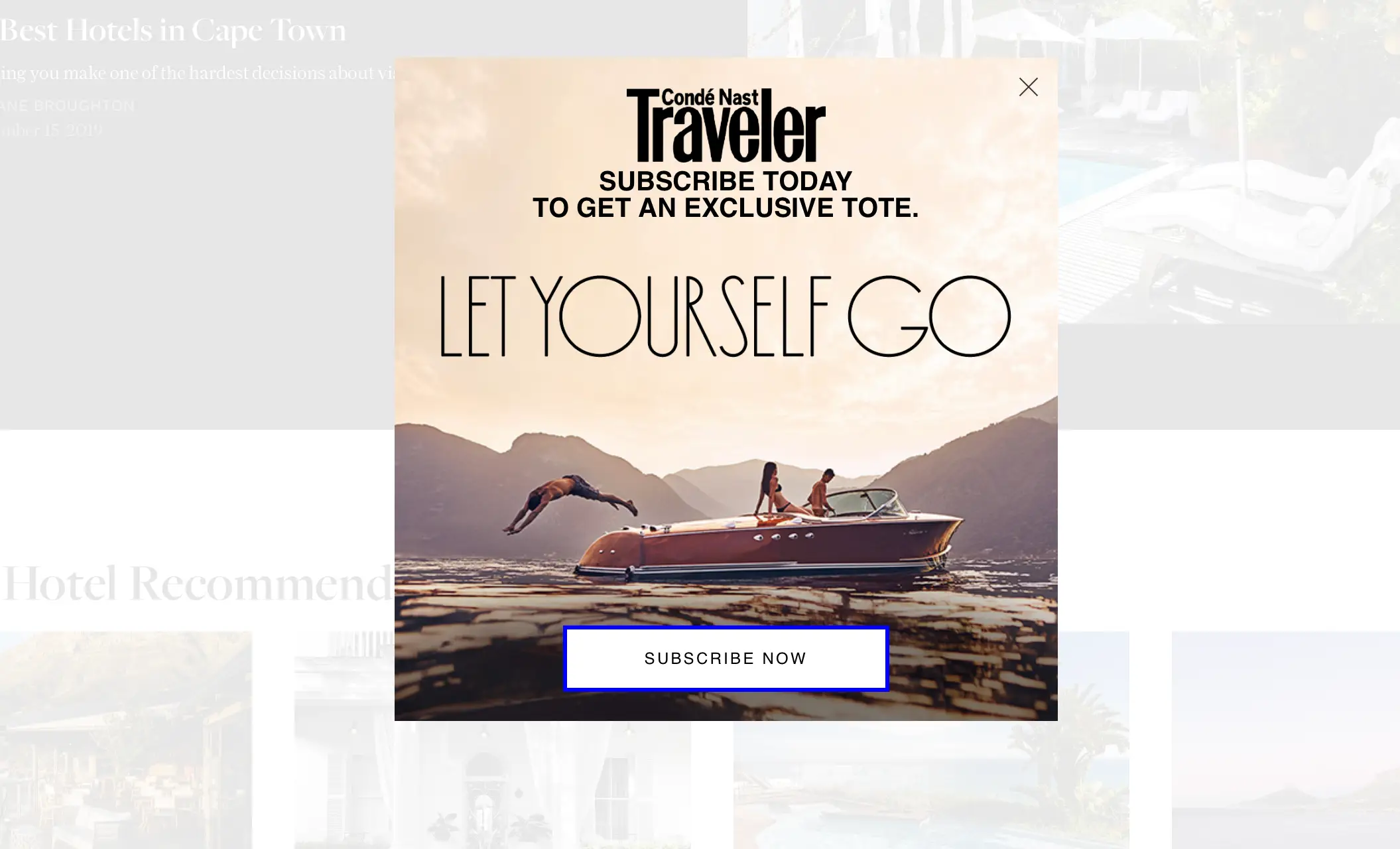 Exit intent pop-up in Condé Nast website