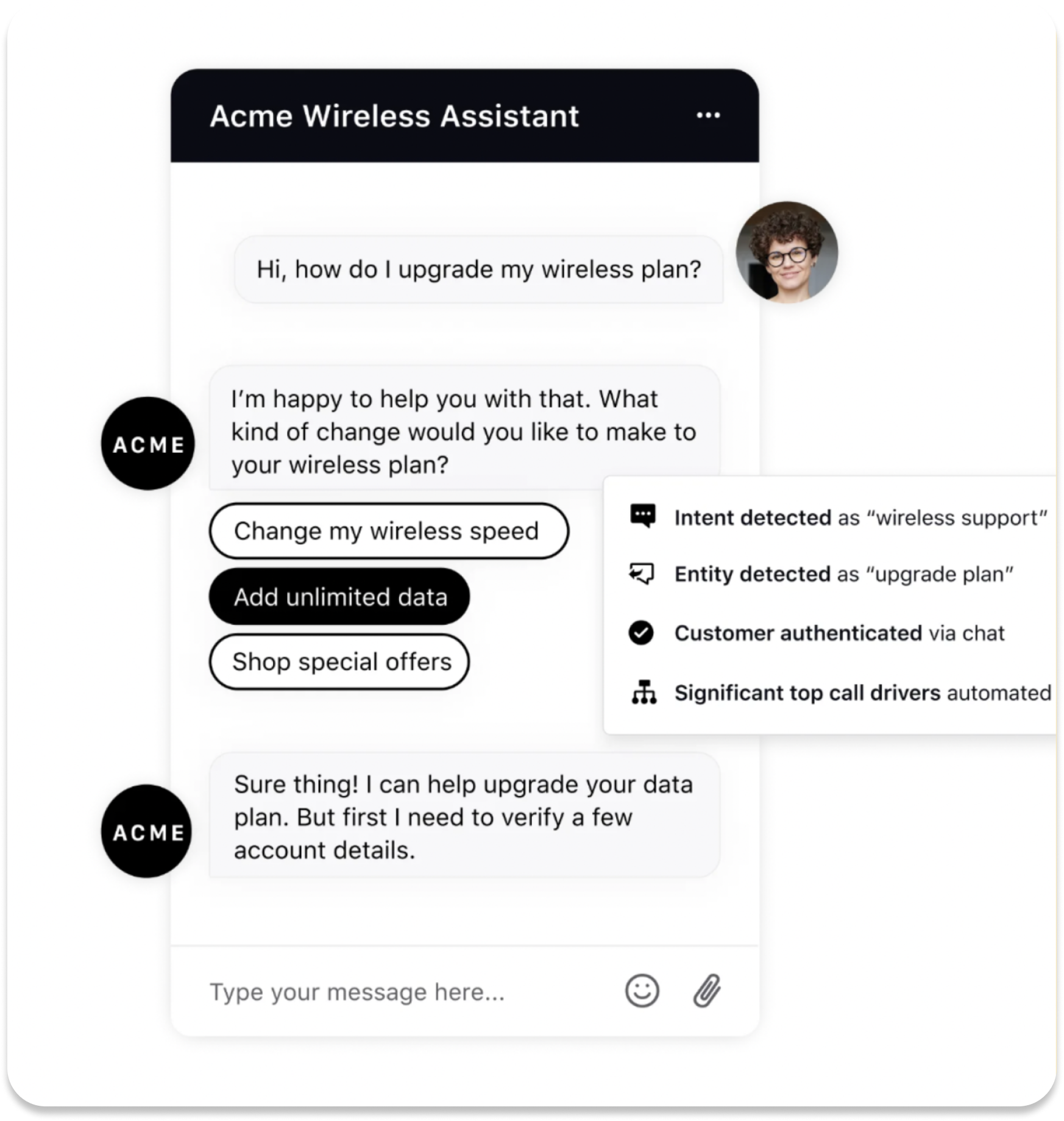 An image showing how Sprinklr Conversational AI works on intent detection.