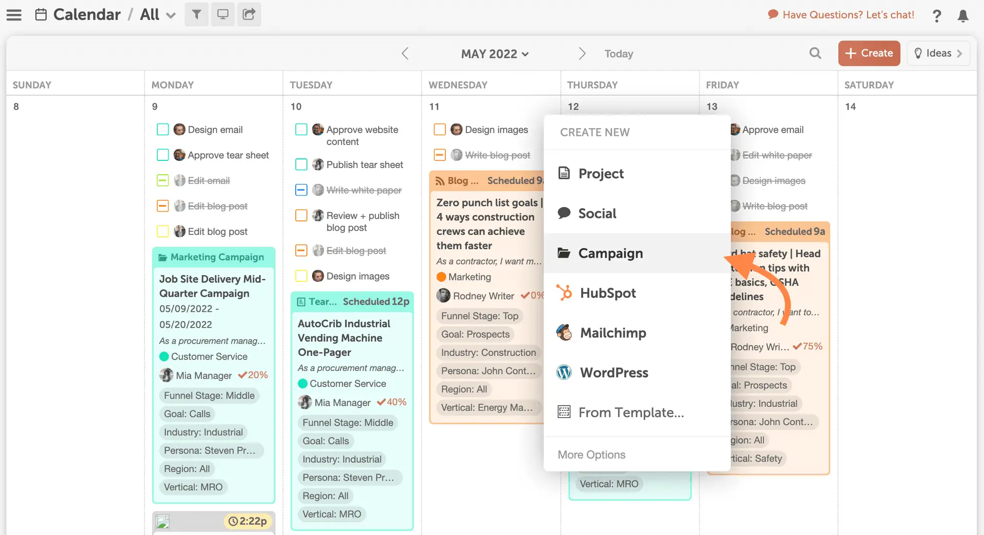 CoSchedule-s social media scheduling dashboard