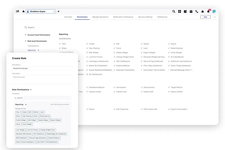 Role-based permission for enhanced contact center security with Sprinklr Service