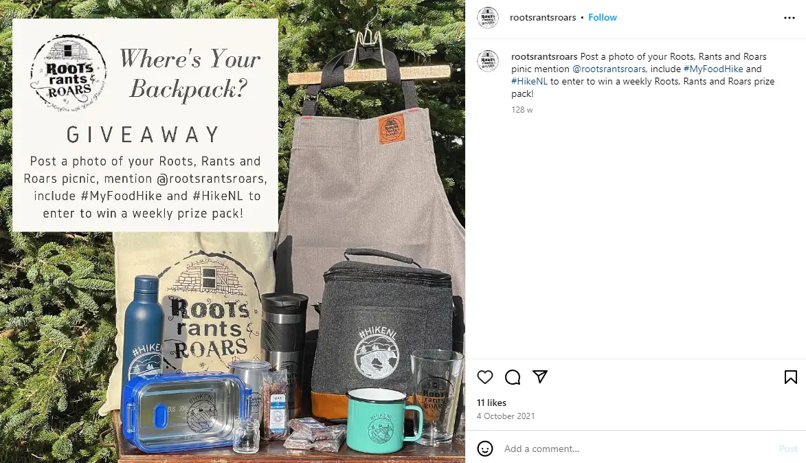 Roots, Rants and Roars promoting a photo contest on Instagram