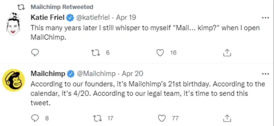 Mailchimp retweet example