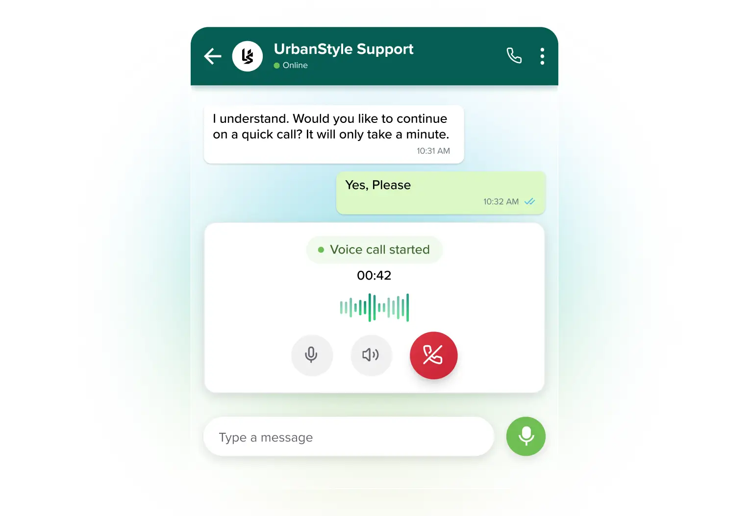 4. Move from chat to voice seamlessly within WhatsApp