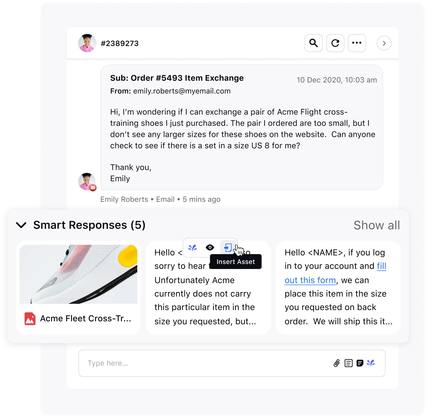 AI-powered smart responses powered by Sprinklr Service