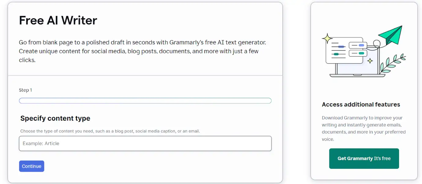 Grammarly’s AI writer helps create unique content in just a few clicks