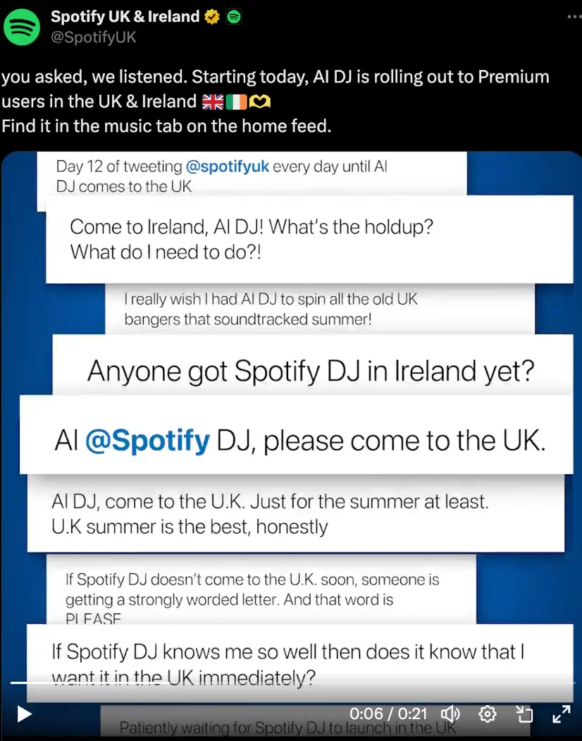 Spotify on X to protect its reputation by social listening.